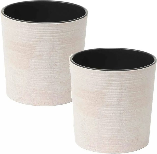 Siena Garden Pflanzgefäß Eco Lens Set 2-teilig Weiß Durchmesser: 30 cm, Höhe: 30,5 cm - Bild 1