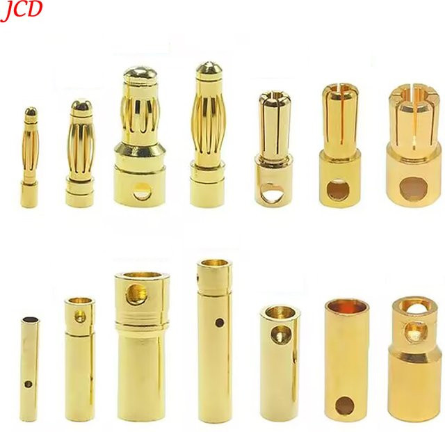 JCD RC Gold Bullet Banana Stecker Set für ESC und Lipo RC Batterien, 5 Stück, Farbe: Gold - Bild 1
