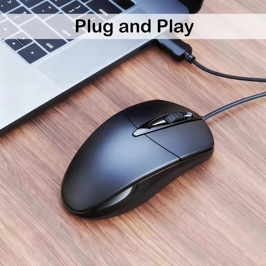 Kebidumei Ergonomische Optische USB-Maus in Schwarz für PC, Laptop und Mac OS - Bild 2