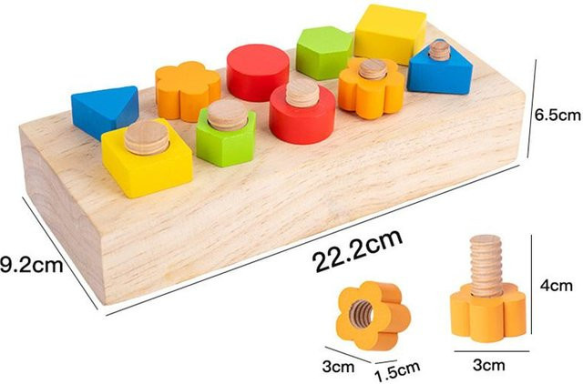 Holz Schrauben Muttern Bausteine, Sortierspielzeug, ab 3 Jahre - Bild 1