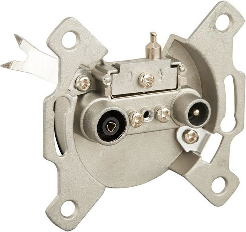 SLS-Elektro Antennendurchgangsdose aus Metall in Silber, B/T/H: 7 x 3,2 x 7 cm - Bild 1