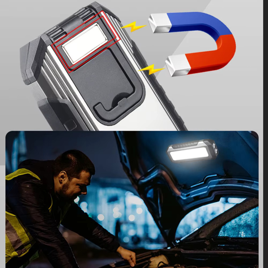 ESMARTER USB-aufladbare Campinglampe mit COB-LED, Magnetische Arbeitsleuchte und Laterne in Schwarz - Bild 6