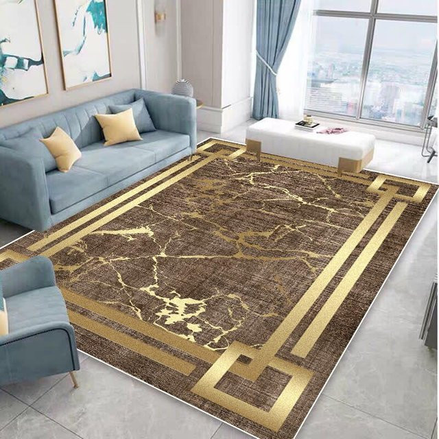 Goldener Luxus-Teppich von JGJG mit geometrischem Design, rutschfest und waschbar, B/B: 60 x 90 cm - Bild 1