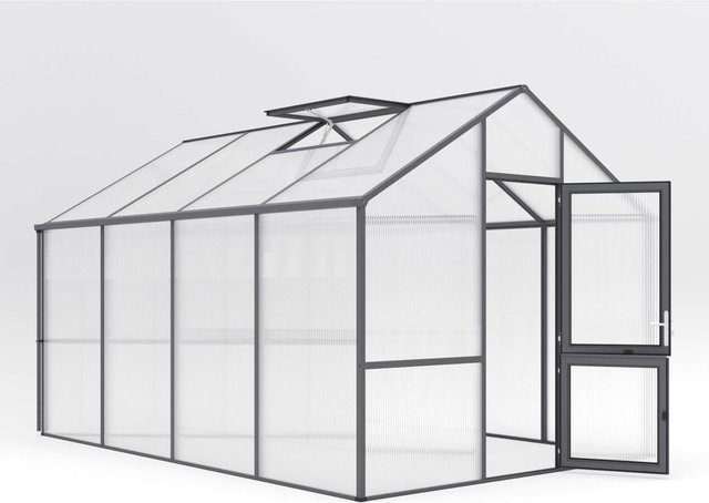 KGT Gewächshaus Dahlie IV in Anthrazit-Grau mit 12,7 m² Fläche und 16 mm HKP - Bild 1