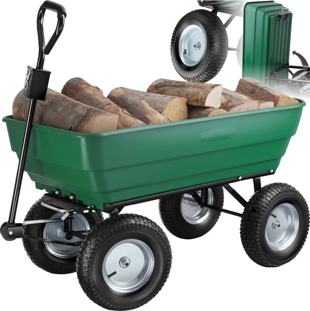 tectake Gartenwagen Tummi mit Kippfunktion und Luftreifen in Grün, Belastbarkeit 300 kg, H x B x T: 107 x 58 x 60,50 cm - Bild 1