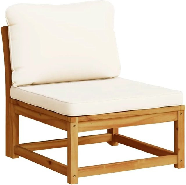 vidaXL Gartensofa aus geöltem Akazien-Massivholz mit Kissen in Cremeweiß - Bild 1