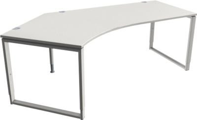 Schäfer Shop Genius Winkelschreibtisch MODENA FLEX in Lichtgrau mit Bügelfuß und linkem Ansatz, Breite: 216,5 cm - Bild 1