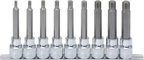 KS Tools CHROMEplus RIBE-Bit-Stecknuss-Satz, lang, 9-teilig, 1/2", Silber - Bild 1