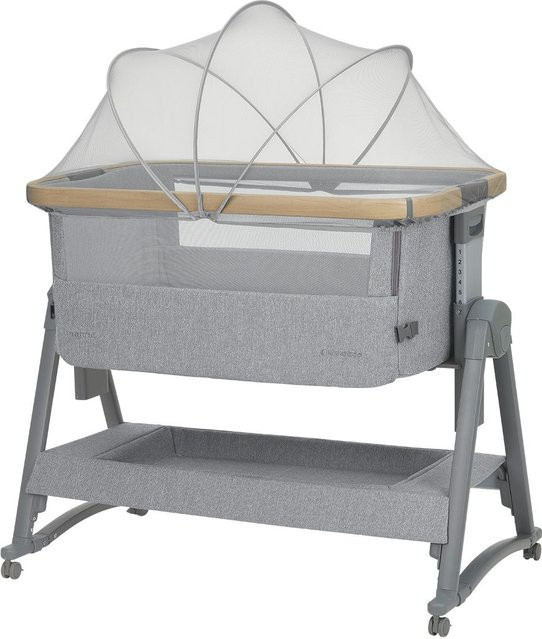 Kikka boo Beistellbett Nanna 2 in Grau mit Matratze, Schaukelstäben, Moskitonetz und Korb - Bild 1