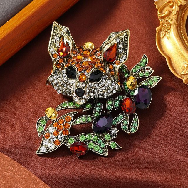 YIRAN Brosche Fuchs, Vollkristall, Strass, Unisex - Bild 1