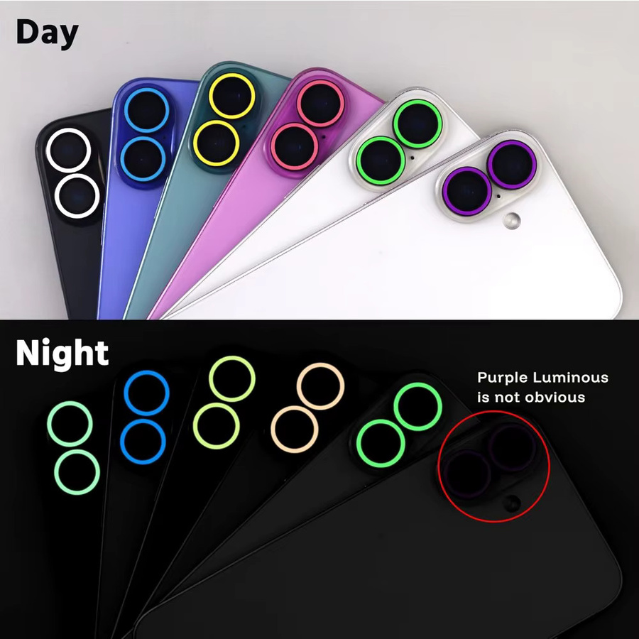 Kameraschutzkappe aus gehärtetem Glas mit Leuchteffekt für Apple iPhone 17 16 15 14 Pro Max Plus in Blau - Bild 2