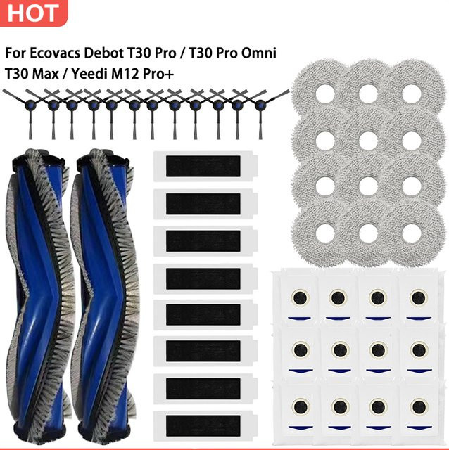 Ersatzteil-Set für Ecovacs T30 Pro, Max, Omni und Yeedi M12 Pro mit Hauptbürsten, Filtern, Mopps und Staubbeuteln, Multicolor - Bild 1