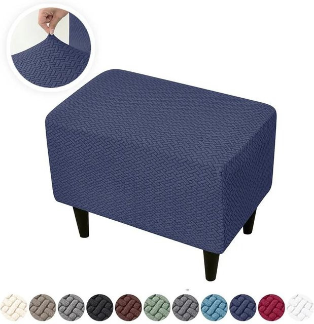 Dehnbarer Ottomanenbezug von Yiran Furniture in Jacquard-Optik, rechteckig, 100% Polyester - Bild 1