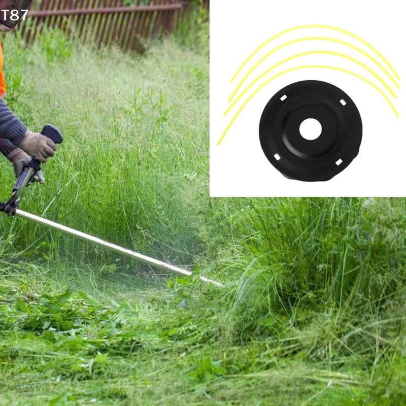 Eelhoe Garten-Unkrautentferner-Bürstenkopf aus Stahl in Schwarz für Benzin- und Lithium-Rasentrimmer inklusive 4 Ersatzfäden - Bild 2