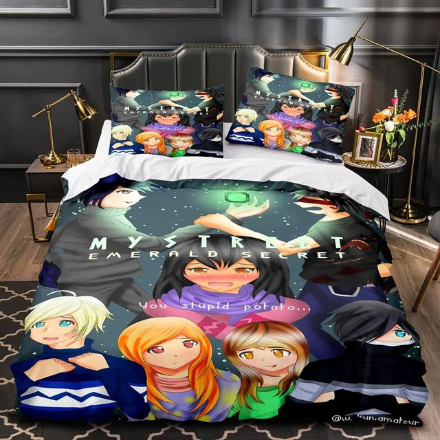 Bettwäsche-Set Anime Aphmau mit Flügeln aus Mikrofaser, bestehend aus Bettbezug und Kissenbezug, Mehrfarbig, B/L: 173 x 218 cm - Bild 1