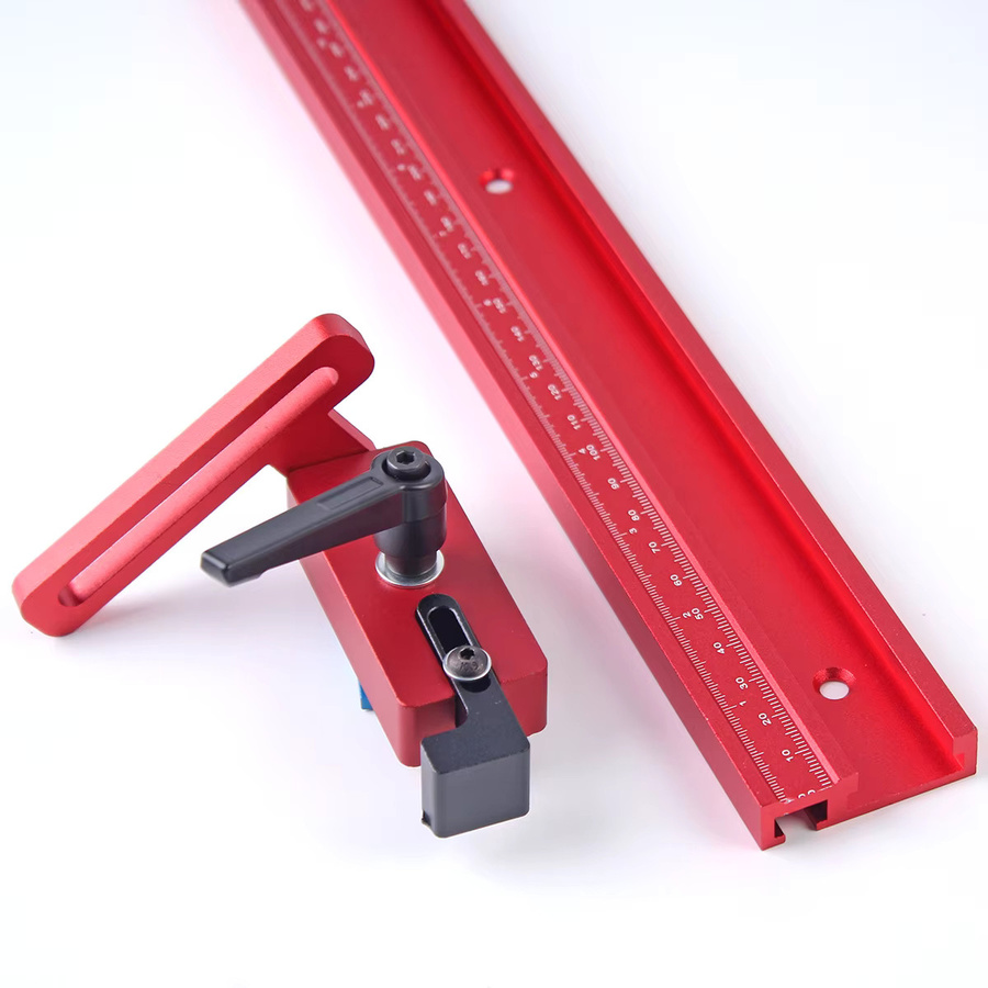 Set aus 45 Typ T-Track Holzbearbeitungsrutschen mit präziser Skala in Metrisch und Zoll sowie Limiter in Rot - Bild 3
