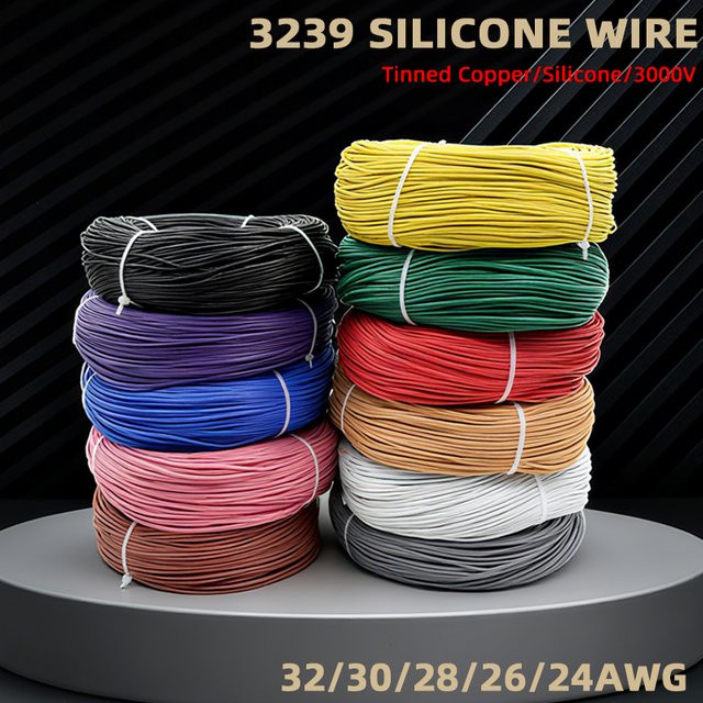 Flexibles UL3239 Silikonkautschuk-Kupferdraht Kabel in Orange und Multicolour, verzinnt und isoliert für DIY-Elektronik und LED-Beleuchtung - Bild 1