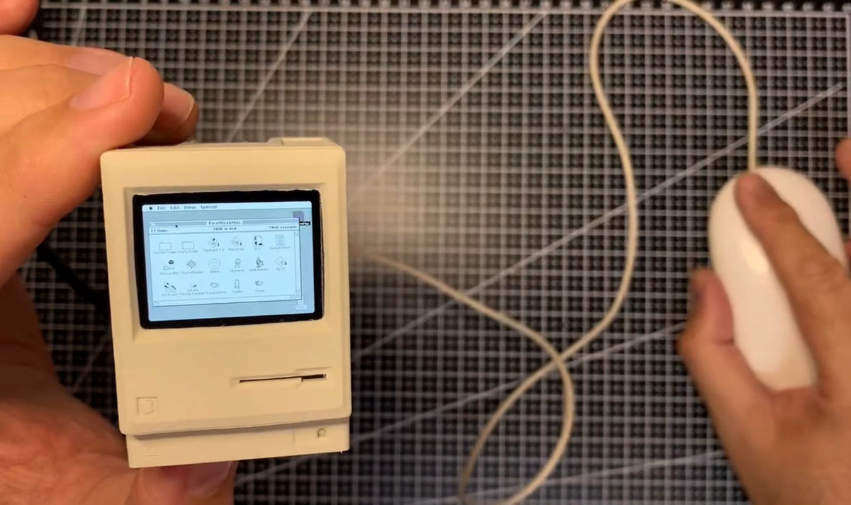 Retro Mini Mac Handheld Computer mit MacOS auf RP2040, 2-Zoll-Monochrombildschirm, Gehäuse in Weiß - Bild 3