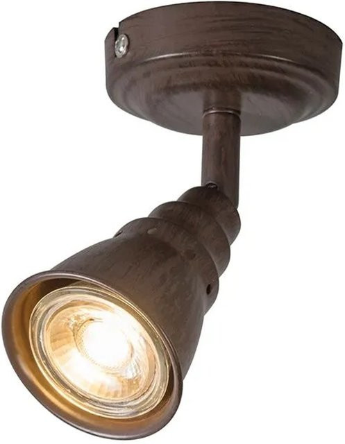 QAZQA Coney 1 LED Decken- und Wandstrahler in Rostbraun, schwenkbar und dimmbar im Vintage-Look - Bild 1