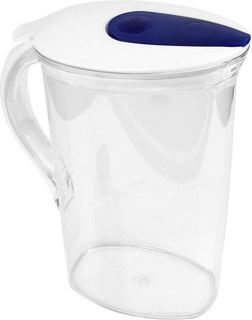 CosyHome Wasserflasche und Wasserkrug aus Kunststoff mit Deckel, Transparent/Weiß, 2,1 l - Bild 1