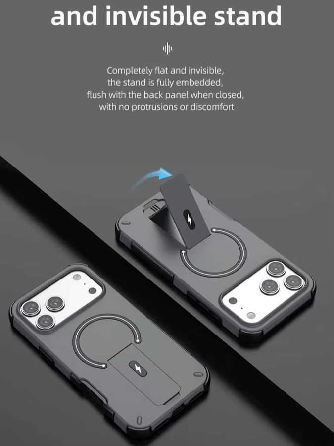 RPKKS Schutzhülle mit unsichtbarem Ständer für iPhone 17 16 Pro Max Plus, MagSafe-kompatibel, stoßfest und hautfreundlich, Farbe: Braun - Bild 5