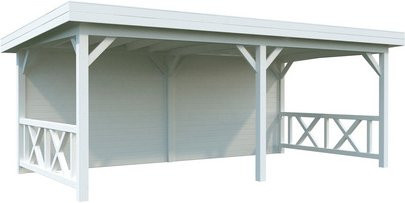 PALMAKO Pavillon Lenna aus Fichtenholz mit Pultdach, weiss lackiert, B/T/H: 588 x 300 x 245 cm - Bild 1