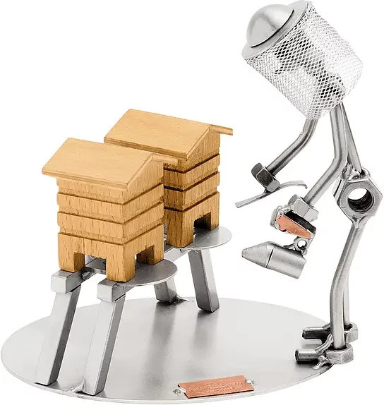 Schraubenmännchen Imker von Hinz & Kunst in Silber aus Holz und Metall - Bild 1