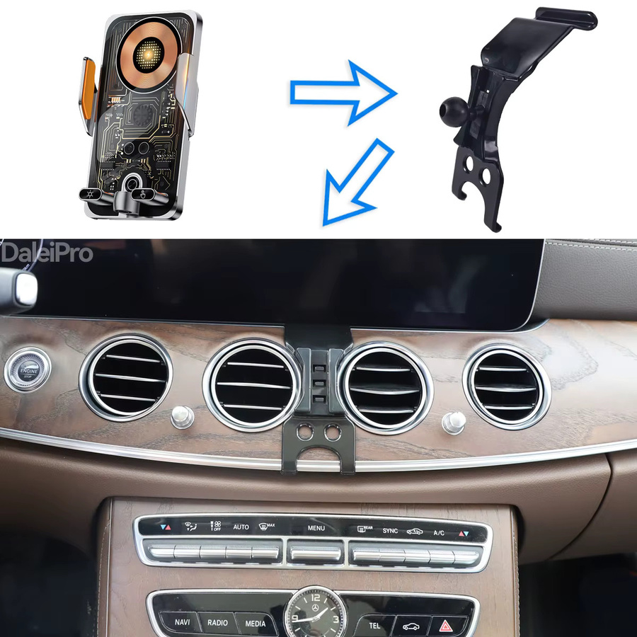 DaleiPro Magsafe Auto-Handyhalterung mit kabellosem Ladegerät und automatischer Klemmung für Mercedes Benz E-Klasse W213, Schwarz - Bild 4