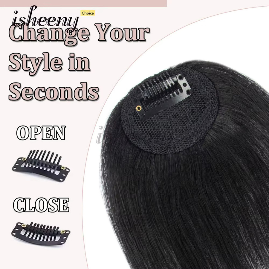 isheeny Clip-in-Haarteil mit Pony, Echthaar, glatt, Damen - Bild 2