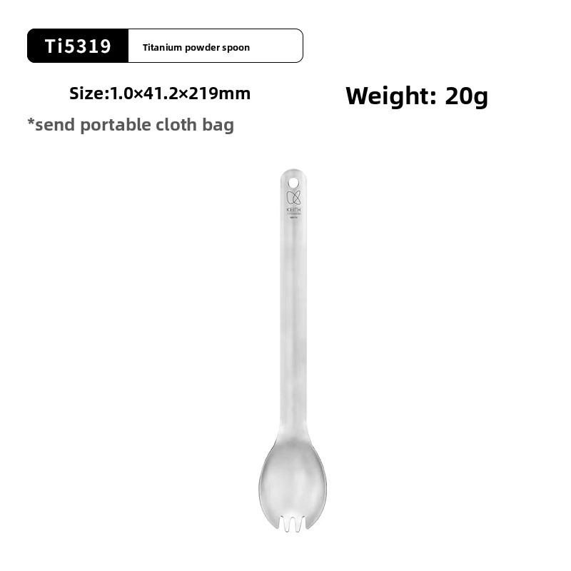 Keith Titan-Spork Löffel mit langem Griff aus Metall in Silber, antibakteriell und spülmaschinenfest für Camping und Outdoor - Bild 4