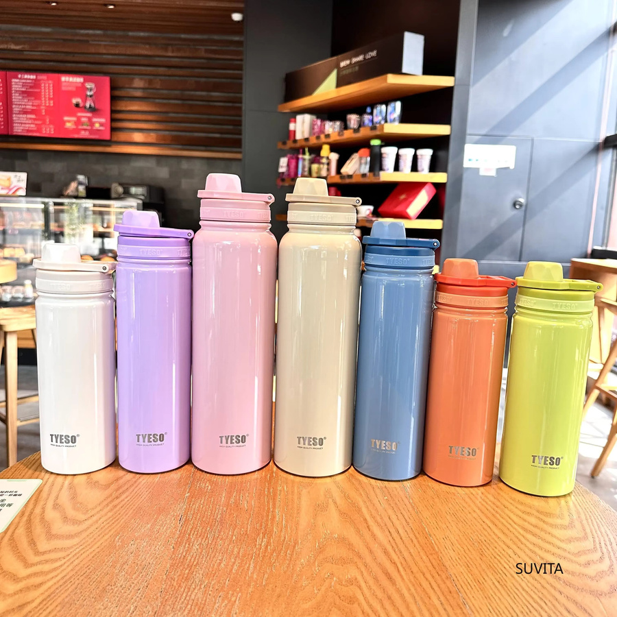 Tyeso Thermo-Wasserflasche aus Edelstahl in Grün, isolierter Sport-Vakuumbecher für Heiß- und Kaltgetränke - Bild 1