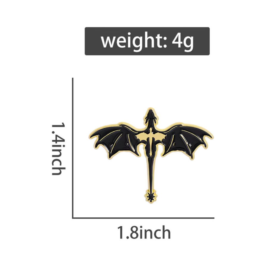 PINSALOT Brosche Schwarzer Drache Emaille, Unisex - Bild 2