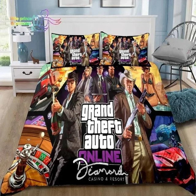 Binchi Outdoor Product GTA Bettwäsche Set mit 3D-Druck für Gamer, Mehrfarbig, B/H: 210 x 210 cm - Bild 1