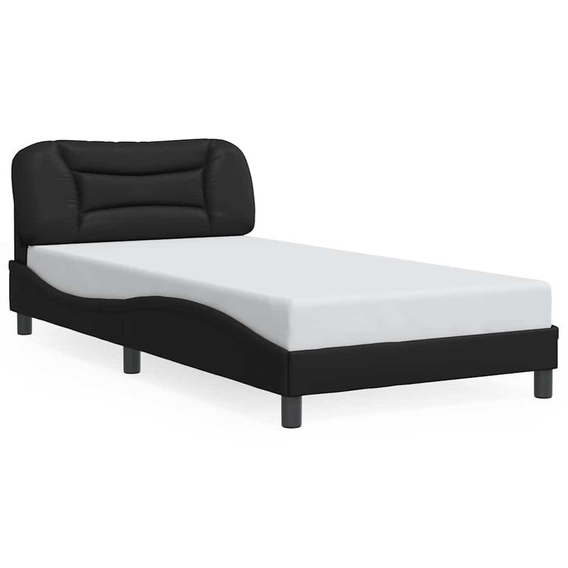 Vidaxl Polsterbett mit Kopfteil aus Kunstleder in Schwarz, B/T: 100 x 200 cm - Bild 2