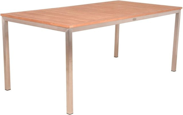 DELUKE Gartentisch ELSA aus Teakholz und Edelstahl in Silber, B/T/H: 180 x 90 x 75 cm - Bild 1