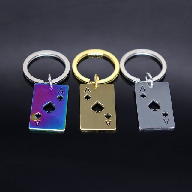 WANGAIYAO Schlüsselanhänger Poker Spades, Edelstahl, Unisex - Bild 1