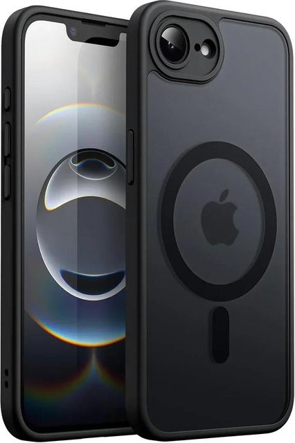 YULIN Stoßfeste Matte Rückabdeckung mit Magnetischem Kabellosem Ladecase für iPhone 16E und iPhone 17E in Schwarz - Bild 1