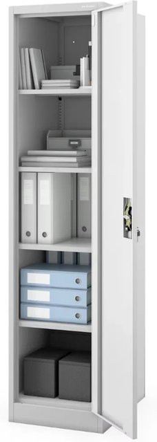 JAN NOWAK Aktenschrank ALEX aus Metall mit 5 Ebenen, abschließbar, Grau, H x B x T: 185 x 60 x 45 cm - Bild 1