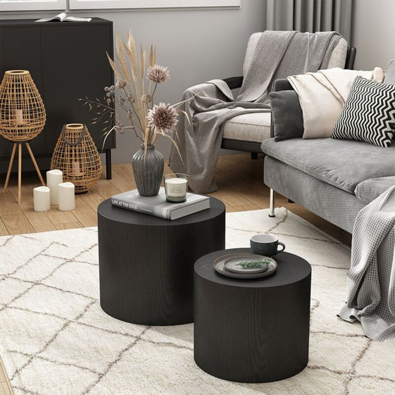 Vicco Couchtisch-Set Giva Schwarz mit Nesting-Tops für dein Wohnzimmer, B/T: 48 x 38 cm - Bild 2