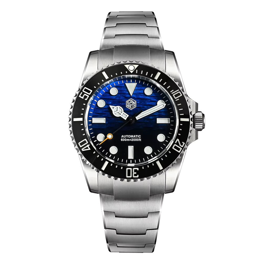 San Martin Taucheruhr, 42 mm, Miyota 90S5, Farbverlauf-Wellenmuster-Zifferblatt, Helium-Entlastungsventil, 20ATM, Unisex - Bild 5