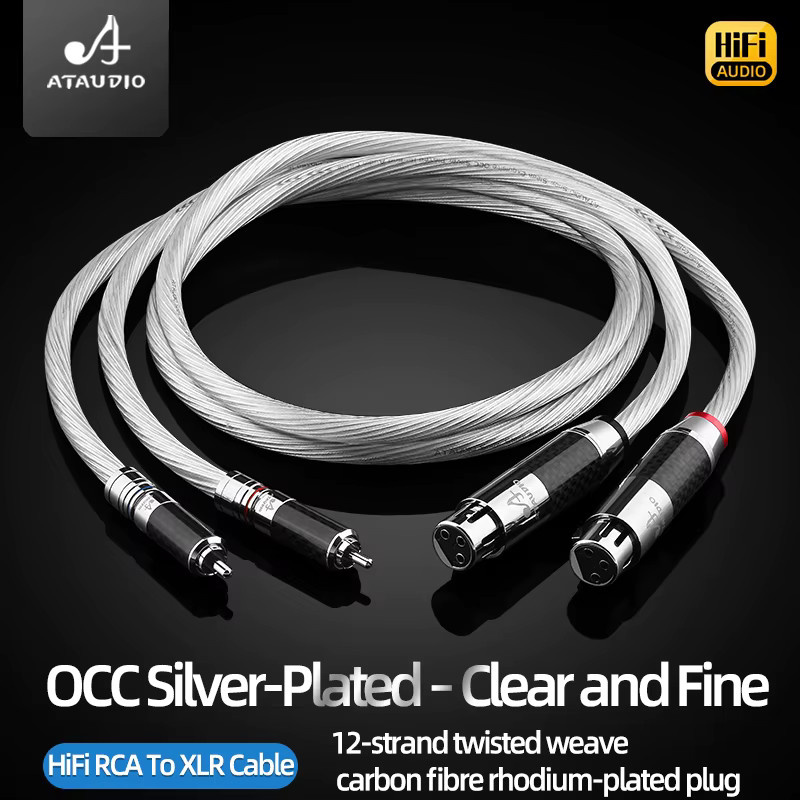 HiFi OCC versilbertes Audiokabel 2RCA auf 2XLR für Verstärker und CD-Player in Silber - Bild 4
