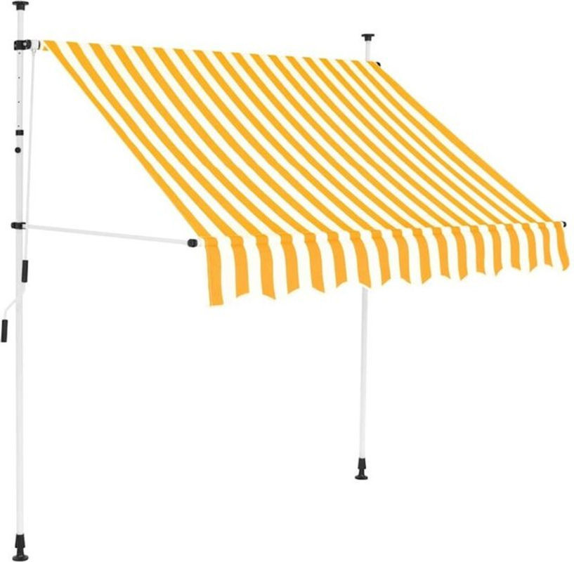 Vidaxl Handbetriebene einziehbare Markise aus Polyester und Stahl in Orange/Weiß gestreift mit 150 cm Breite - Bild 1