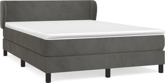 vidaXL Boxspringbett mit Matratze Dunkelgrau Samt B/T/H: 140 x 190 cm - Bild 1