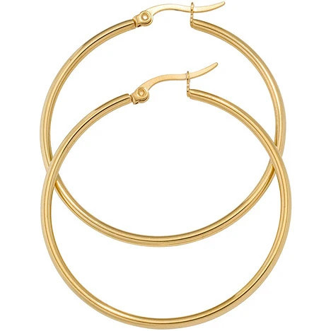 Colfem Creolen rund, Edelstahl gold vergoldet, Unisex - Bild 1