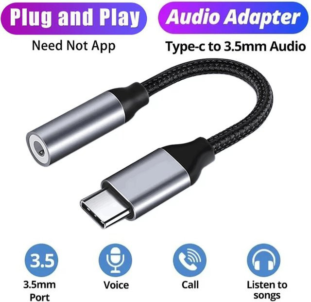 USB-C auf 3,5 mm Klinke Audio-Adapter in Schwarz für iPhone 15 Pro Max und Samsung Galaxy S24 S23 - Bild 1