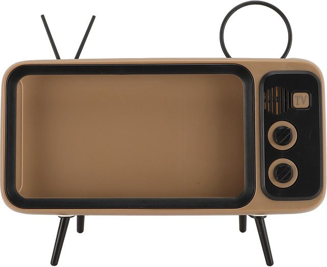 GoolRC Retro TV Desktop Handyhalter aus ABS in Braun – Niedrig dekorativer Smartphone-Halter für Wohnzimmer, Büro und Arbeitszimmer - Bild 1