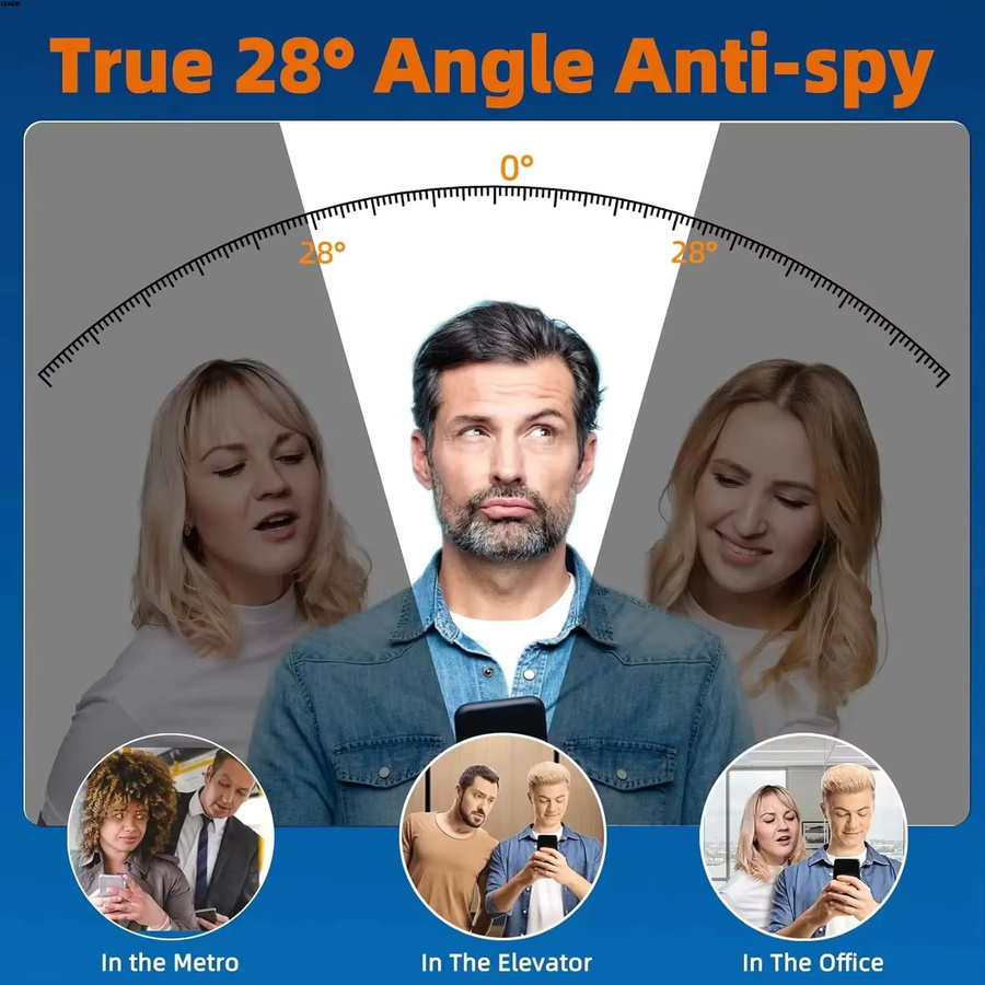 Samsung S25 Ultra 5G Anti-Spy Displayschutzfolie aus Glas mit Fingerabdruck-Entsperrung, transparent - Bild 5