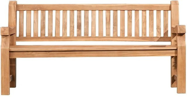 DELUKE Gartenbank HIBAS aus Teakholz in Braun mit Lehne und Armlehnen, wetterfest, B/T/H: 200 x 61 x 93 cm - Bild 1