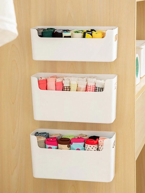 WORTHBUY Kleidung Organizer Boxen aus Kunststoff in Weiß zur Aufbewahrung von Unterwäsche, BHs und Socken - Bild 1