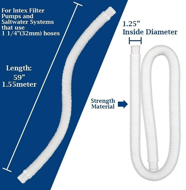 Intex 2-teiliges Zubehörset für oberirdische Pools, Schlauch für Poolpumpen, Weiß, Durchmesser: 32 mm - Bild 1
